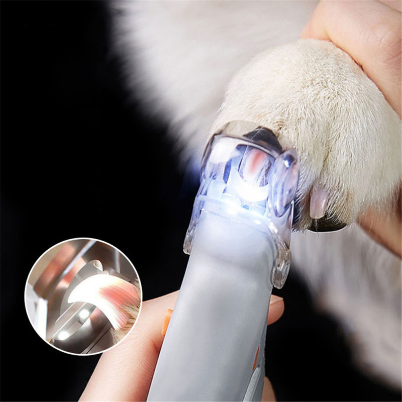 Hunde negle trimmer kæledyr neglesliber led lys 5x forstørrelsesglas kat hund pleje værktøj kæledyr negle klør