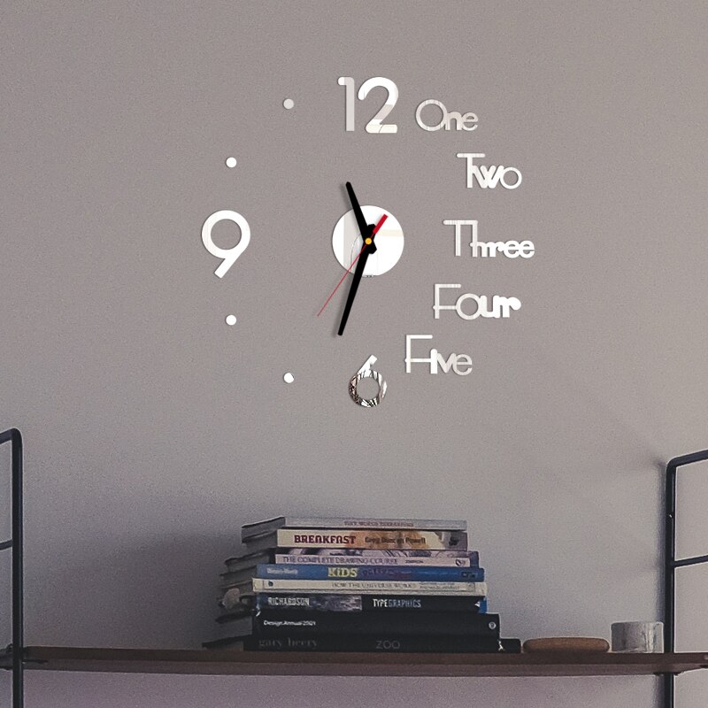 3D Horloge numérique Quartz aiguille Horloge acrylique miroir autocollants Horloge murale moderne salon décor à la maison