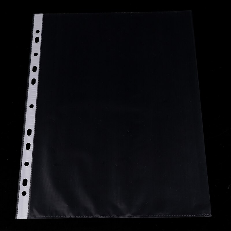 100Pcs A4 Plastic Punched Pockets Folders Filing 11 Holes Loose Leaf Documents Sheet Protectors Transparent Folder Bag