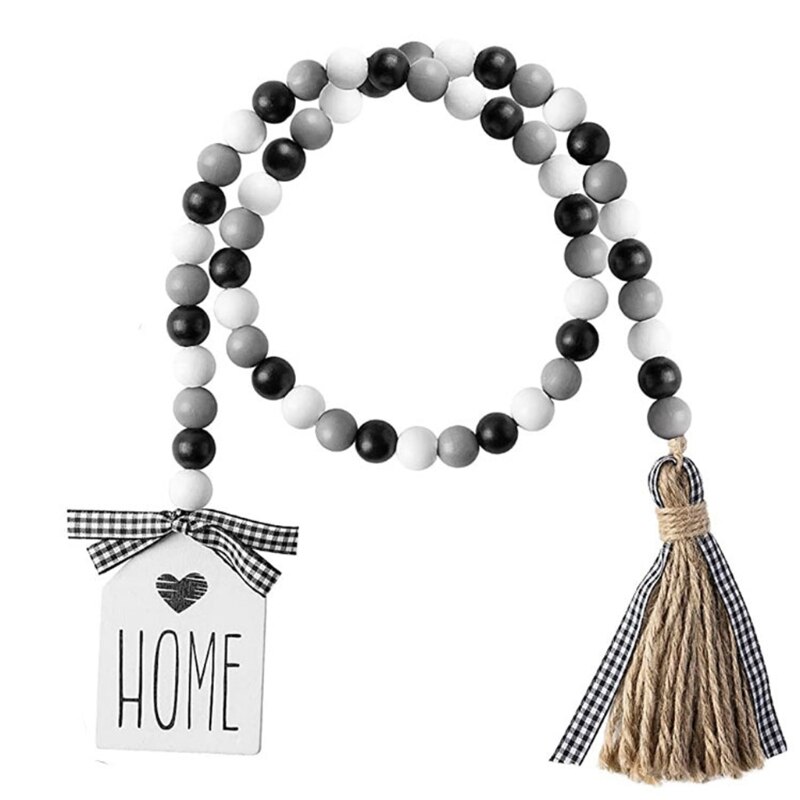 1/3Pcs Hout Bead Garland Met Kwasten Boerderij Rustieke Land Tiered Lade Decor R3MA