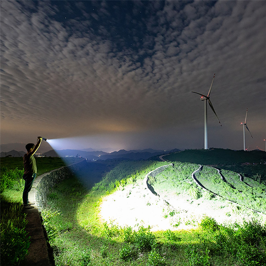 Aluminum Alloy XHP90 Powerful Led Flashlight USB Charging Power Display 2500LM Outdoor Night Flashlight