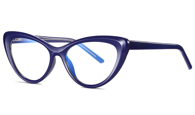 Peekaboo-gafas transparentes de ojo de gato para mujer, accesorios para mujer, gafas de bloqueo de luz azul, decoración en negro y marrón: blue with clear