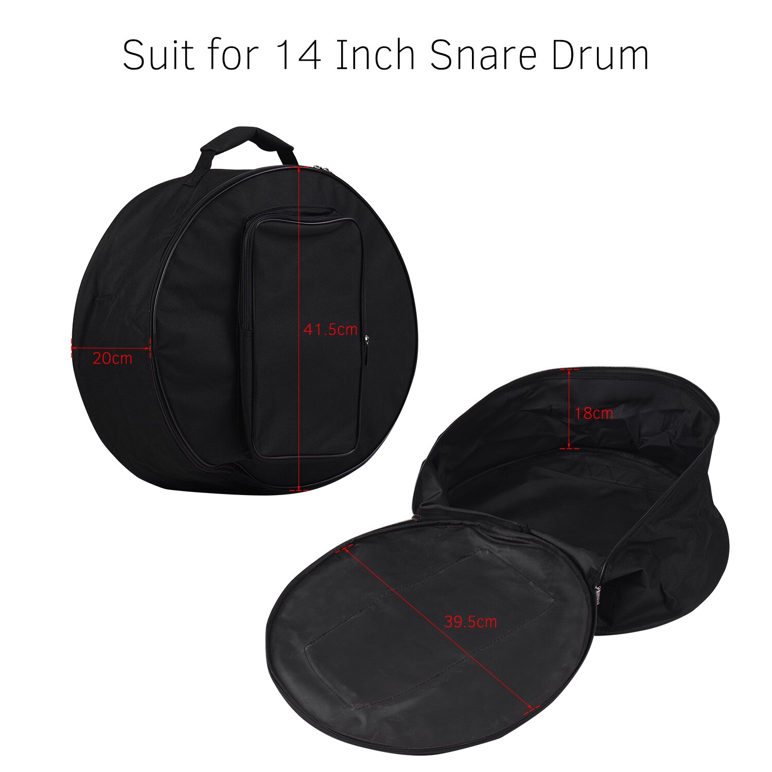 Mini Snare Drum Bag Backpack Case with Shoulder Strap Outside Pockets Percussion Instrument Accessories