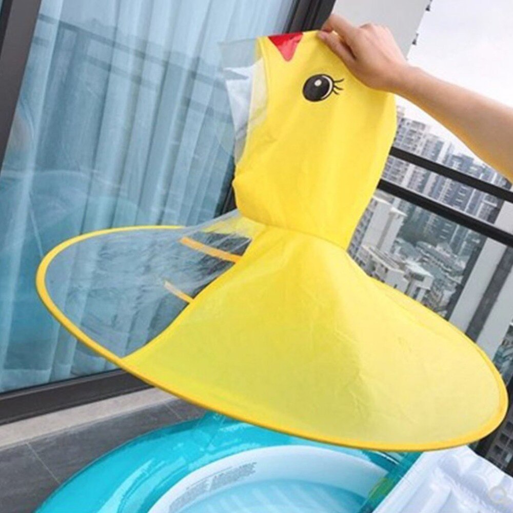 Cap Kids Baby Rain Coat Funny Cartoon UFO Duck Girls Boys Cute Umbrella Hat Magical Hands Children School Free Raincoat: Default Title