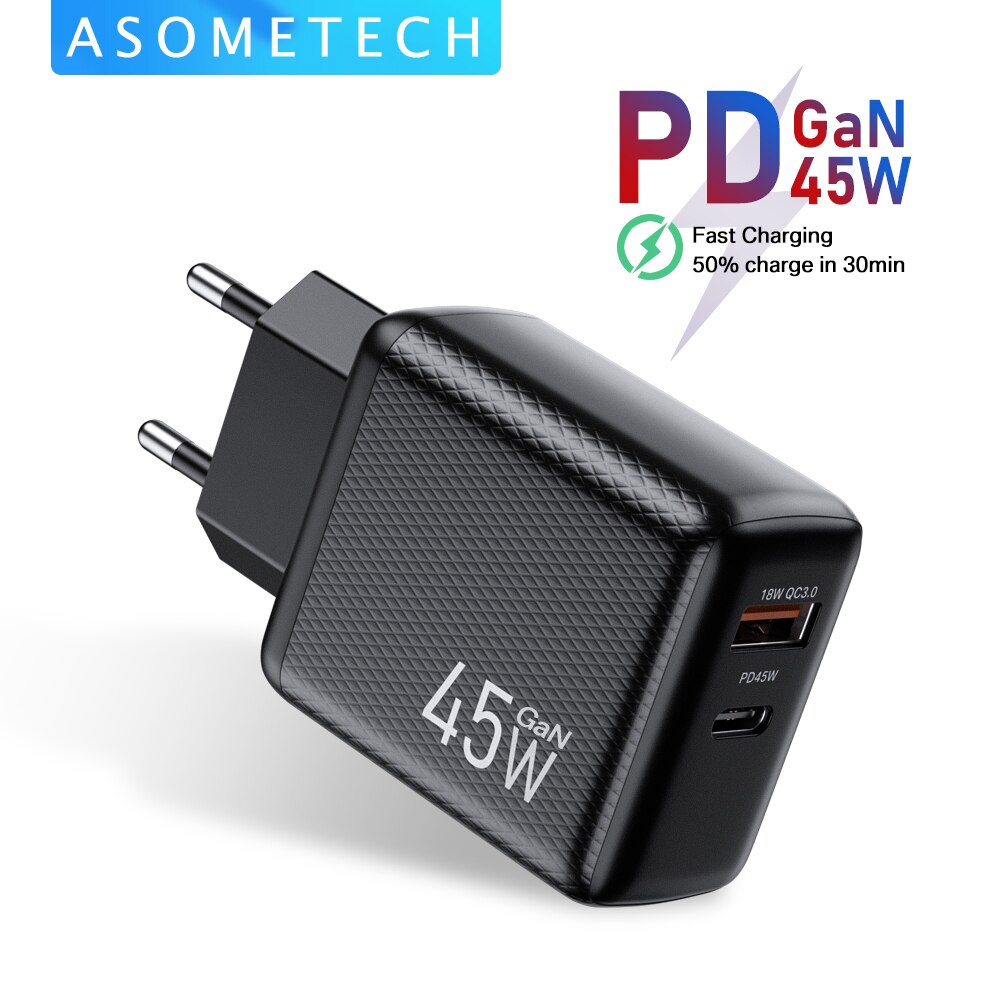 Ładowarka sieciowa 45W GaN ładowarka USB szybka ładowarka do telefonu iPhone Samsung iPad Laptop PD USB C szybka ładowarka 3.0 typ C Adapter
