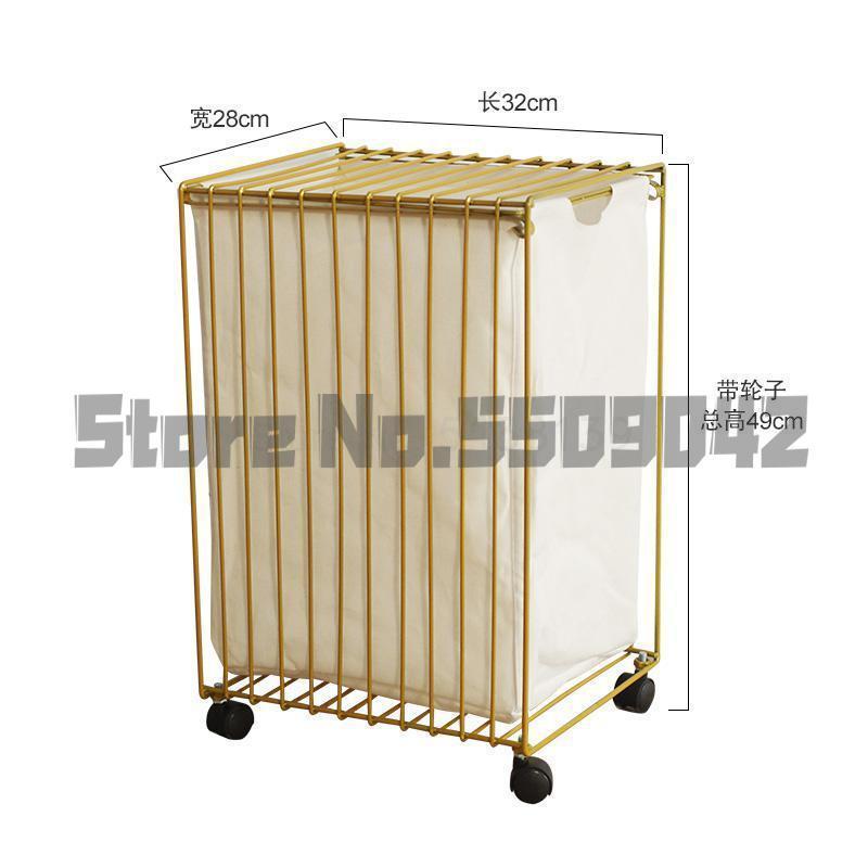 Dirty clothes storage basket hamper ins Nordic wrought iron with wheels laundry storage storage baskets dirty clothes: a2