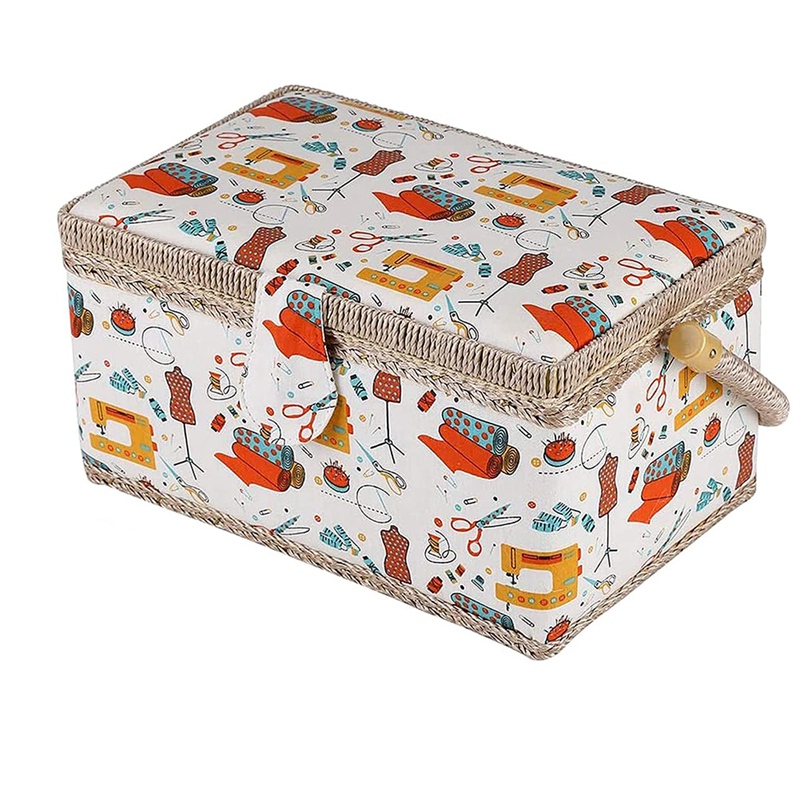 Fabric Sewing Basket Organizer With Removable Tray Household Sewing Storage Organizer Kit Sundry Storage Organizer Box: Default Title