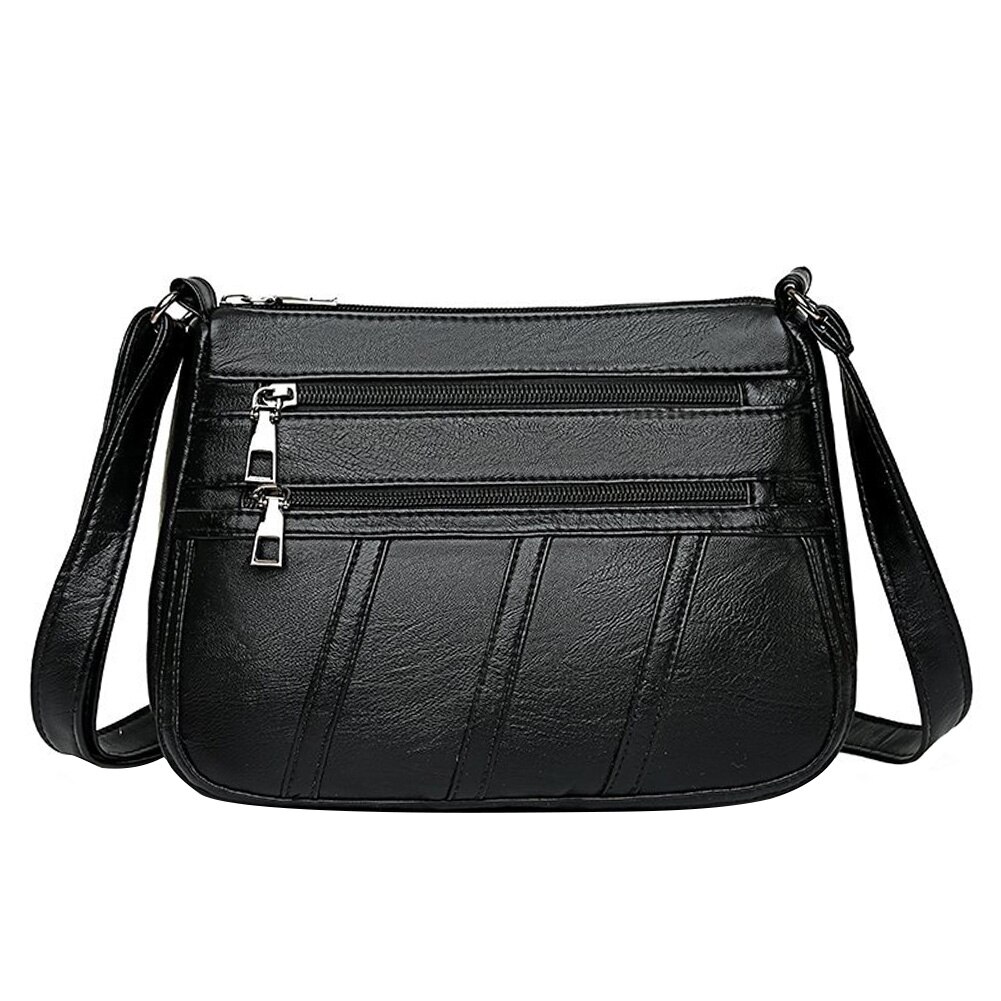 retro women messenger bags large shoulder bag PU leather tote bag clutch handbags black