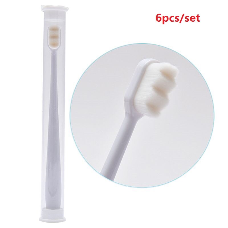 6 stk nano ultrafin bølgetandbørste blød børste voksen barn med pvc tandblegning børste oral pleje dyb rengøring: 3