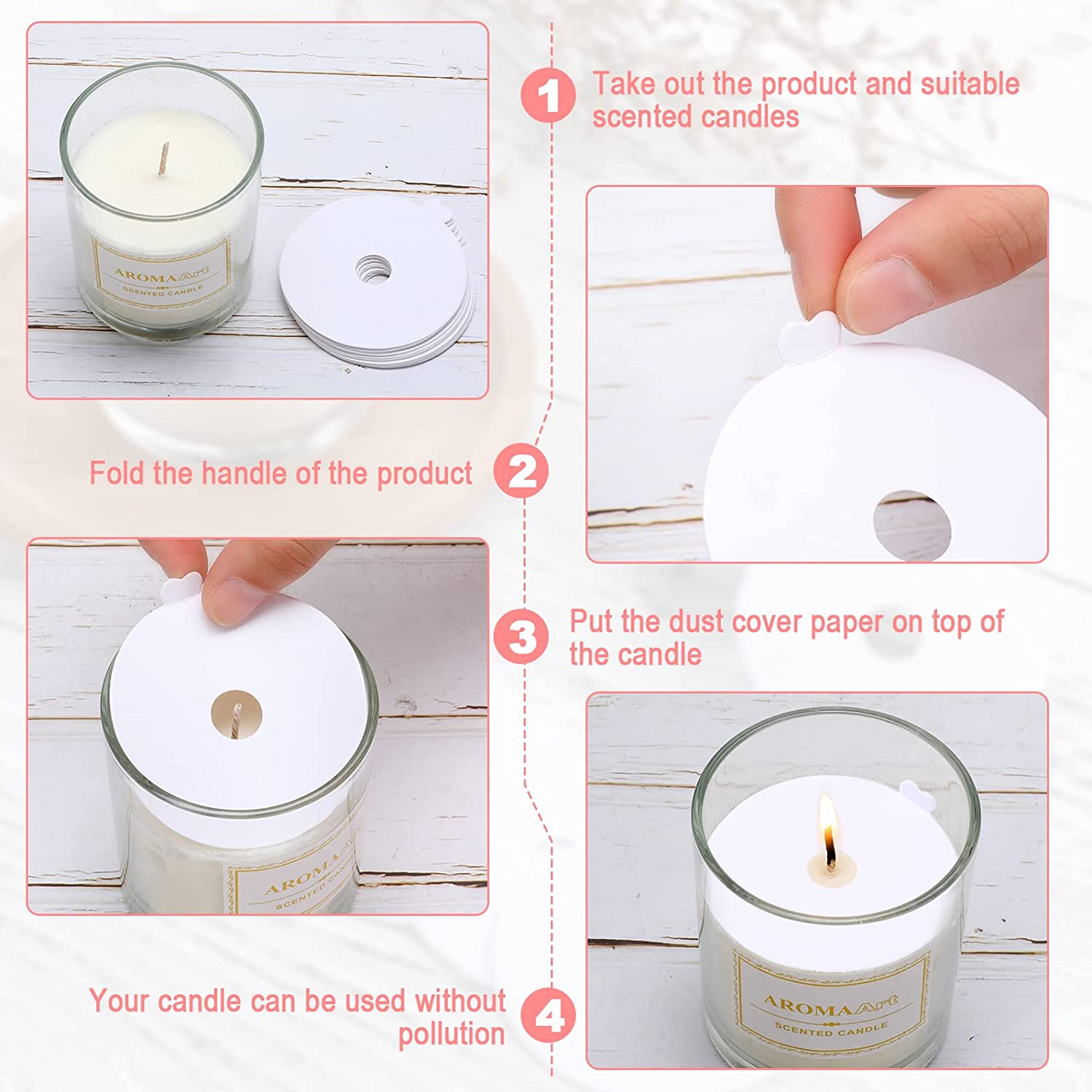 Cache-bougie anti-poussière jetable, 100 pièces, porte-bougie anti-goutte, papier blanc, couvercle à tirette pour artisanat, chandelle