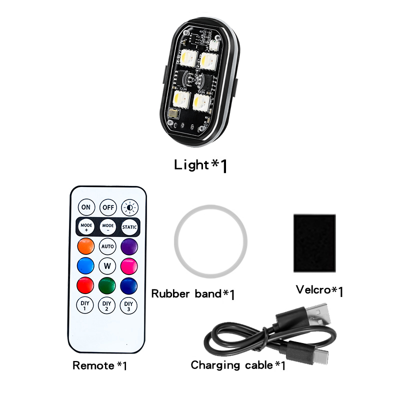 Luces estroboscópicas Led universales para aviones, luz de advertencia anticolisión para motocicleta, recargable por USB, Control remoto inalámbrico de 8 colores: Azul