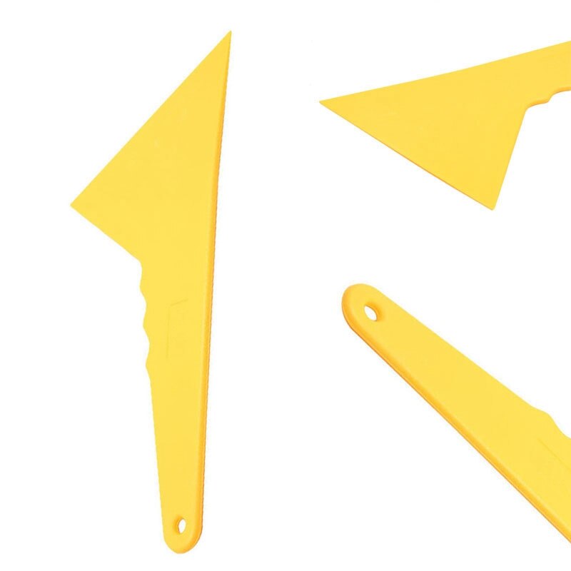 Plastic Yellow Auto Car Window Sticker Film Scraper Squeegee Cleaning Tool 23.6x12.3cm