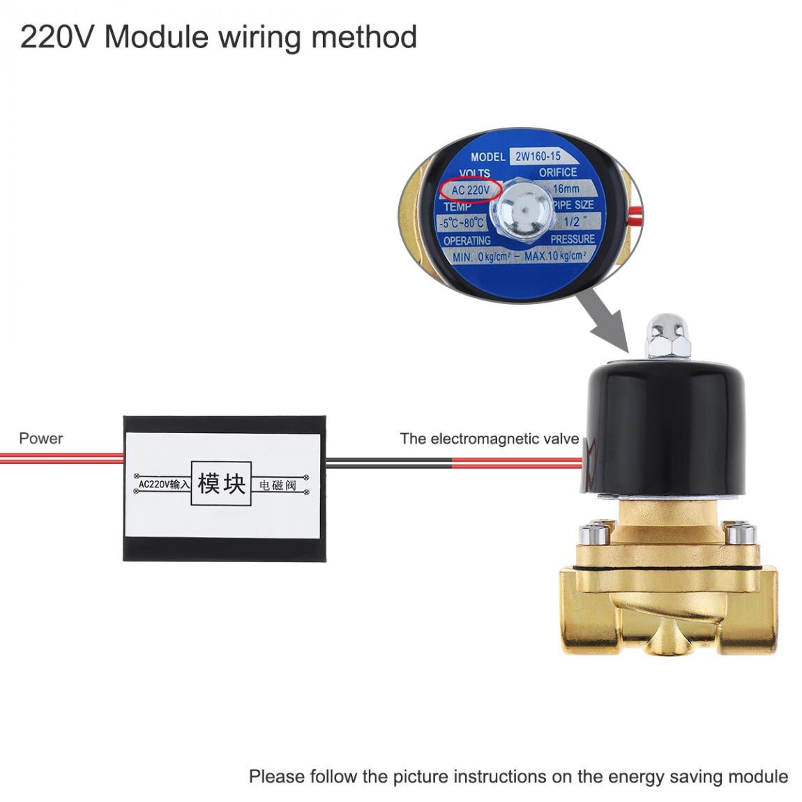 Válvula Solenoide Módulo de ahorro de energía 4 cables AC220V DC24V DC12V 24h trabajo de energía de largo tiempo sin piezas de válvula de calor