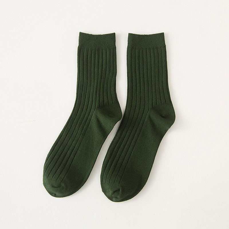 Socks for men cotton solid color crew sock Unisex male mark formelle socks spring summer man casual socks meias: Green