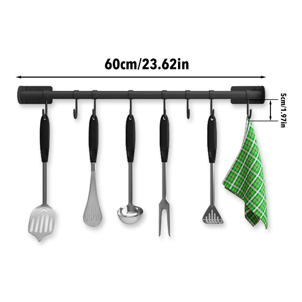 Kitchen Rail Organizer Wall Mounted Pot Bar Stainless Steel Hanging Kitchen Utensils Rack for Pans Chopping Board