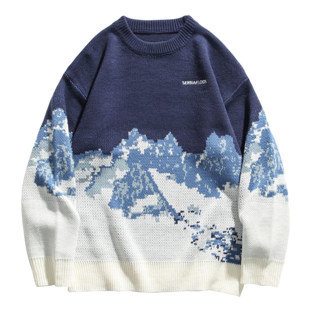 Pull tricoté à col rond pour homme, pull Style japonais, Streetwear, rétro, Vintage, automne