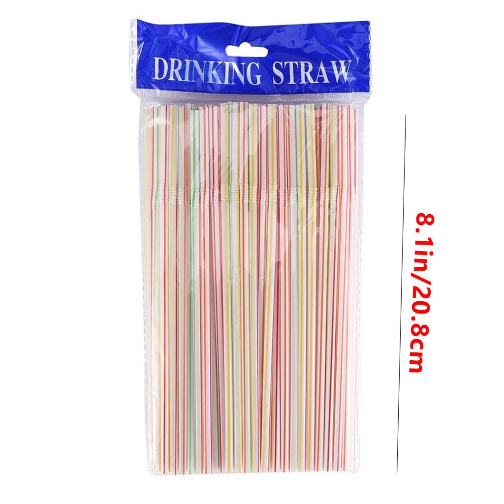 300Pcs Multicolor Rietjes Drinkingplastic Lange Flexibele Rietjes Bar Sap Gestreepte Rietje Voor Party Bruiloften: 100pcs