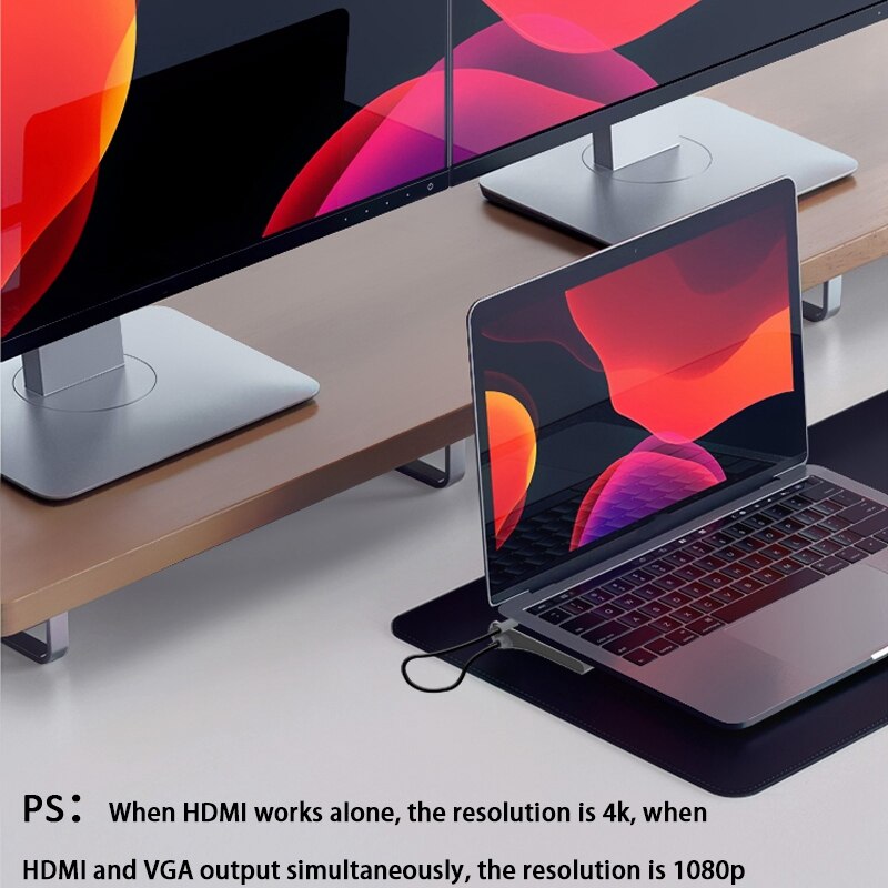 12-en-1 USB type-c Hub à double Hdmi Rj45 Multi USB 3.0 adaptateur d'alimentation Station d'accueil pour ordinateur portable Support Pd Transmission
