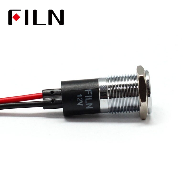FILN 14mm Car dashboard Double flash danger symbol led red yellow white blue green 12v led indicator light with 20cm cable