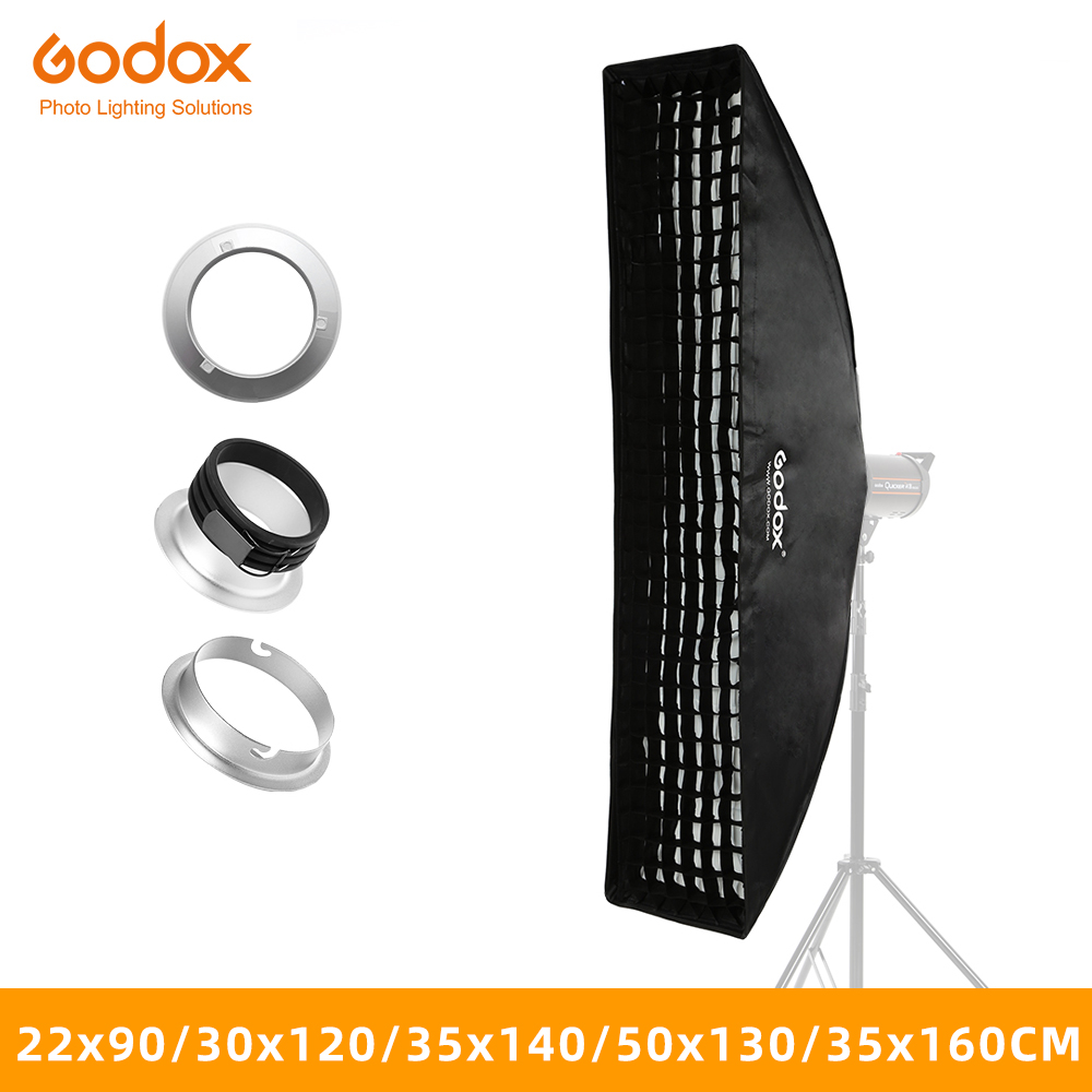 Godox – boîte à lumière rectangulaire en nid d&#39;abeille, 22x90cm 30x120cm 35x160cm, boîte à lumière pour Flash de Studio Bowens Mount