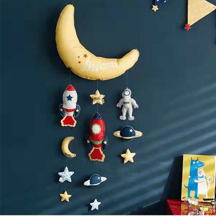 DIY Baby room decorations soft textile decorative hangers clouds stars moon kids toys infant bedroom wall stickers spaceman toys: moon (finished)