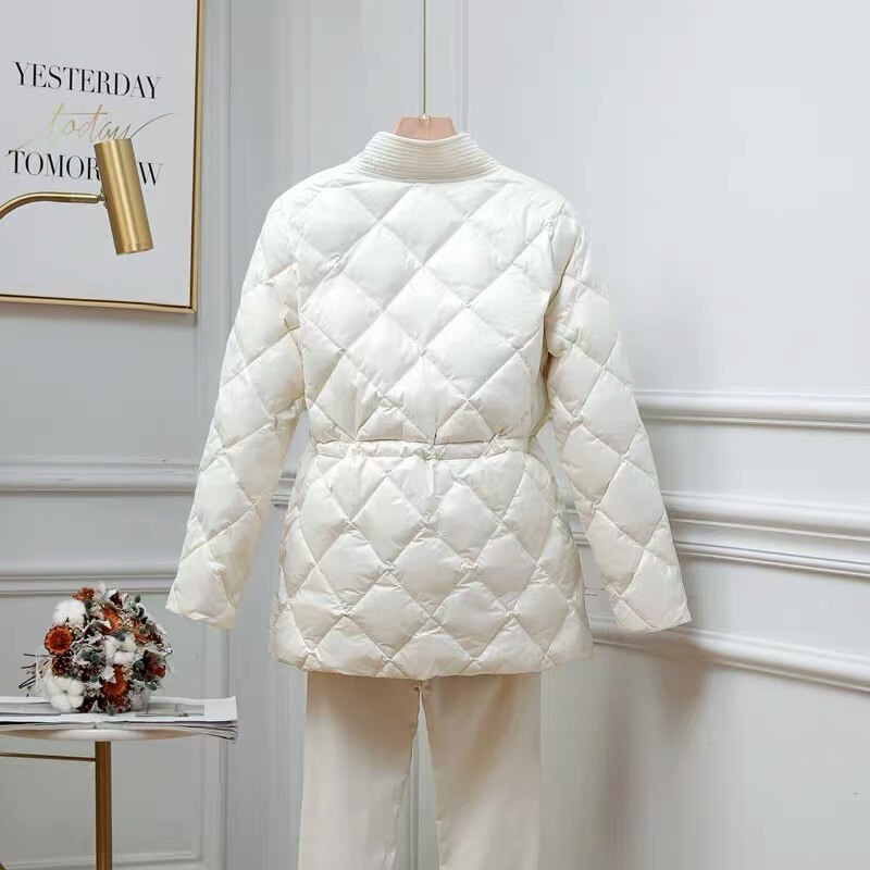 Autumn Winter Women Jackets Quilted Puffer Parkas High Warm Drawstring Sweet Oversized Coat
