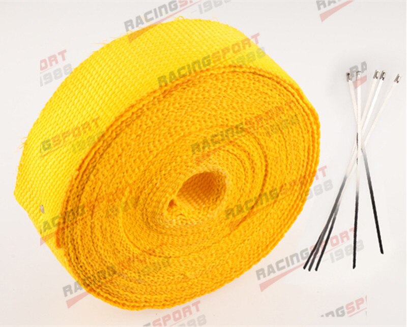 Fiberglass Exhaust Thermo Wrap Tape High Heat 2" x 25 Foot Cloth Roll: YELLOW
