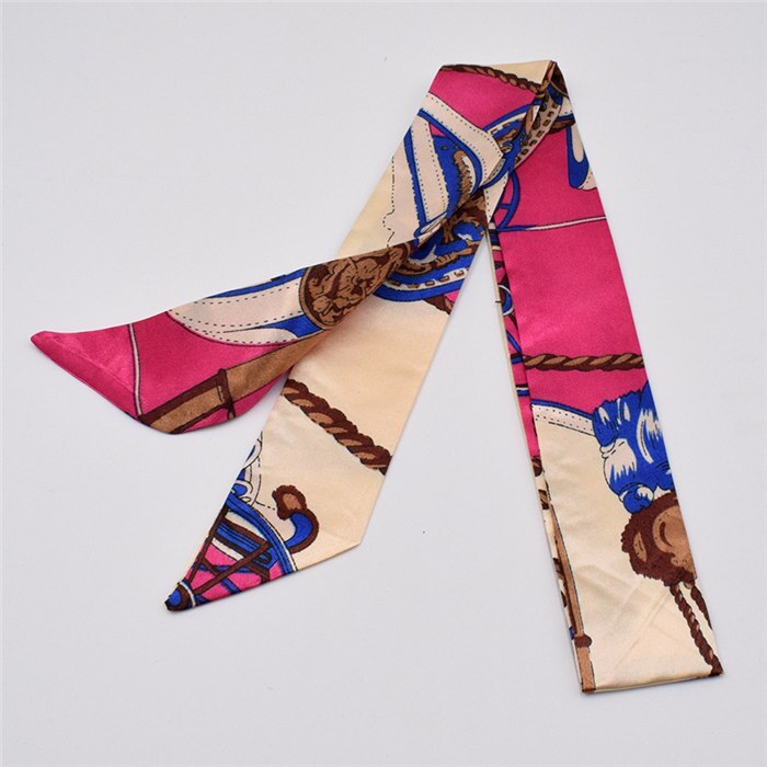 Petit foulard en soie pour femme imprimé poignée sac rubans foulard de tête petits foulards longs et fins: 6