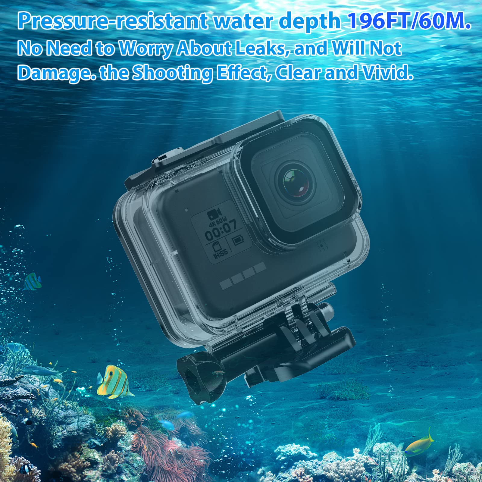 För gopro hero 8 vattentätt fodral dykning undervattenshölje skydd för gopro 8 svart fodral skal filter actionkamera tillbehör