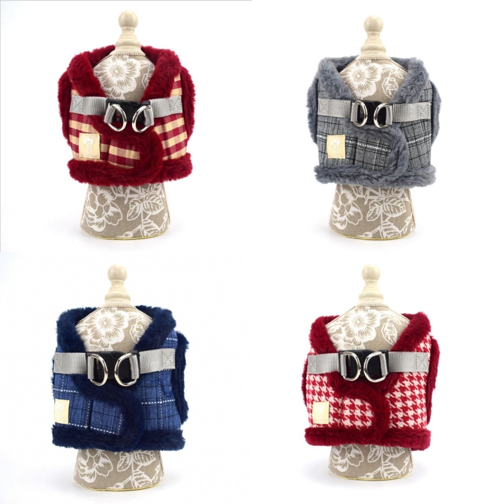 Talvi koira lemmikkivaljaat takki lämmin fleece koiran liivi valjaat takki talutushihnasarja pehmeä ulkoilu ml xl