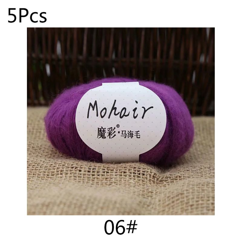 5 Rolls 125g Soft Thin Angola Mohair Yarn Fine Baby Wool Hand Knitting Crochet DIY Sweater Scarf Socks: 5AC203337-6