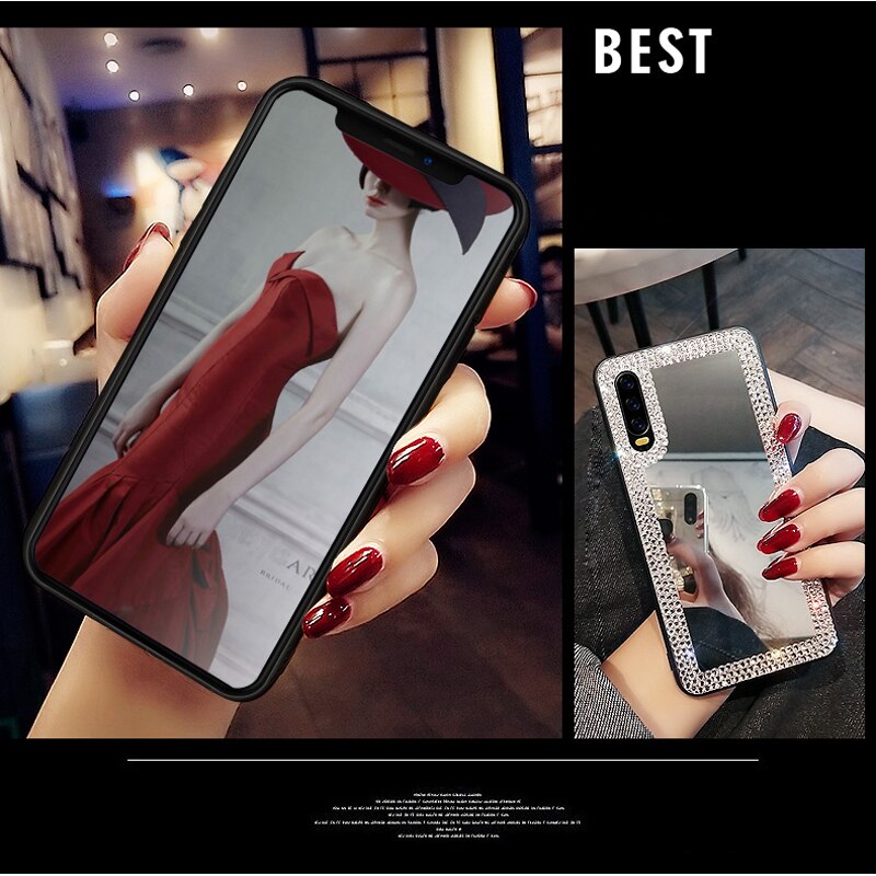 Sunjolly Spiegel Rhinestone Geval Diamond Bling Cover coque voor Samsung S10 Plus Lite S9 S8 Plus S7 Rand Note 10 plus 9 8 Gevallen