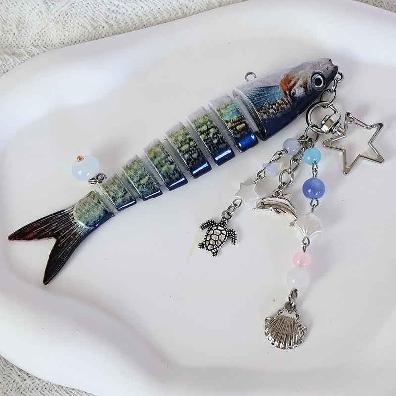 Porte-clés poisson mignon pour amoureux de la pêche, porte-clés de pêcheur, pendentif de sac de poisson, jolis bijoux pour Fans, de pêcheur: Bleu