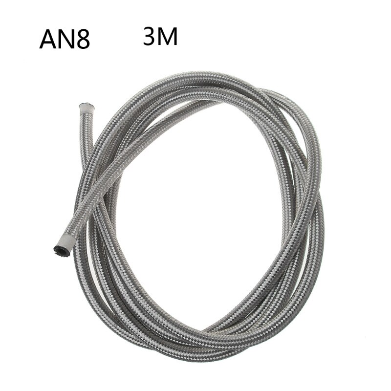 1M Stainless Steel Braided Brake Gas Oil Fuel Line Hose AN4 AN6 AN8 AN10 E7CA: AN8 3M