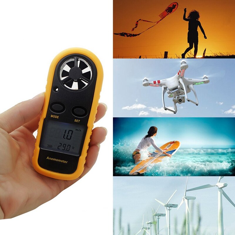 -Gm816 Digital Handheld Anemometer, Pocket Digital Anemometer With Lcd Display For Measuring Wind Speed, Temperature And Wind