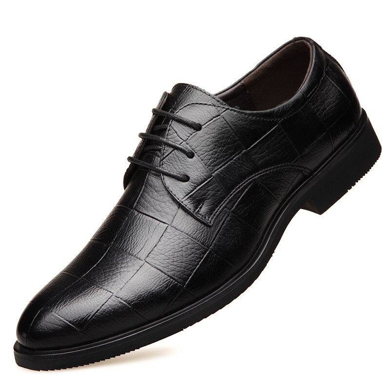Zomer heren casual zakelijke schoenen nette herenschoenen ademende herenschoenen leren herenschoenen sdf 56: Zwart / 8