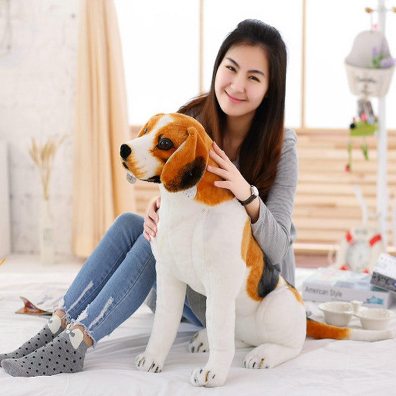 Juguete de perro Beagle de tamaño grande gigante realista de peluche de perro juguetes de peluche para la decoración del hogar de los niños mascota de la de la tienda de mascotas