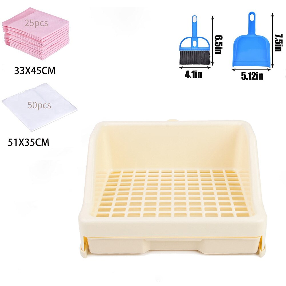 Extra Large Rabbit Litter Box with Drawer Small Animal Litter Pet Toilet Potty Trainer Corner Bunny Bedding Box Plastic Pet Pan: Beige set
