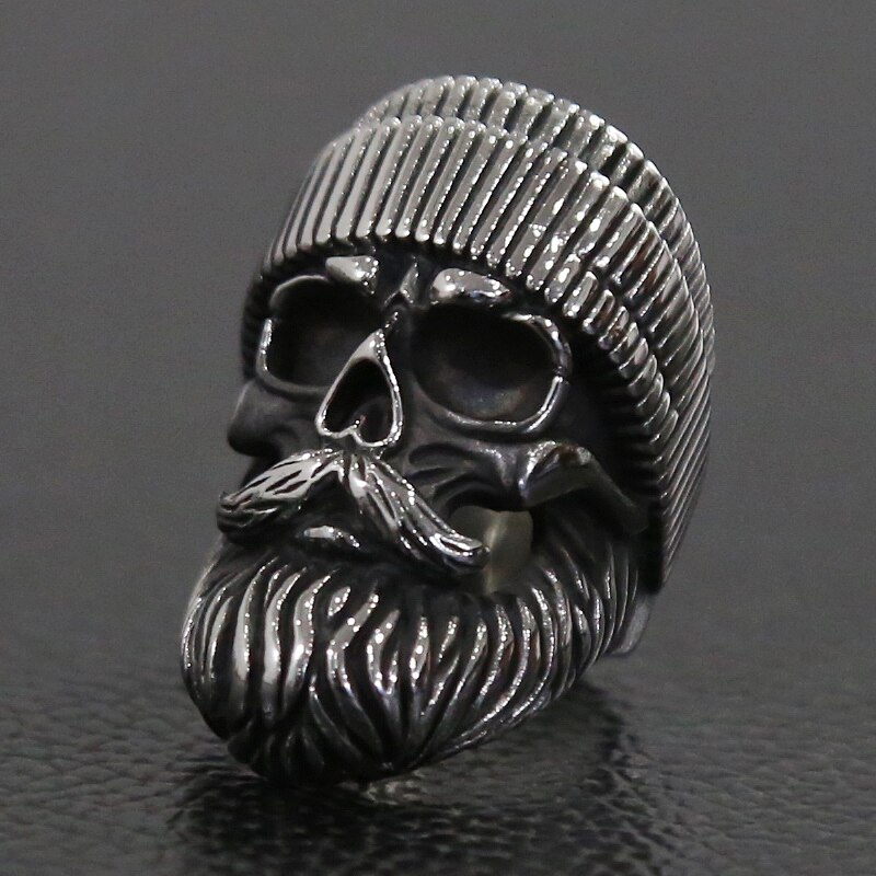 Punk Grote Baard Dragen Hoed Schedel Ring Mannen Jongens Roestvrij Staal Oude Man Skull Biker Ringen Cool Hip Hop Sieraden creativiteit