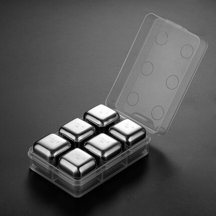304 stainless steel quick-frozen ice cube ice making mold household whiskey quick-frozen metal ice cube ice tray: 6PCS Cubes