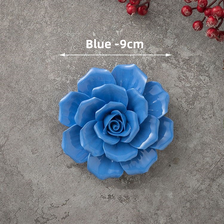 Decoraciones de pared de flores de cerámica creativas, obra de arte de porcelana hecha a mano, artesanía para el hogar, accesorios de decoración, artes decorativas: Verde militar