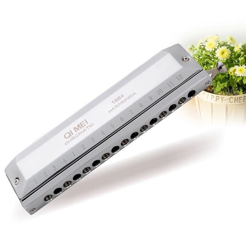 QIMEI Chromatic Harmonica 16 Hole 64 Tone Mouth Organ Key of C Musical Instruments QM16A