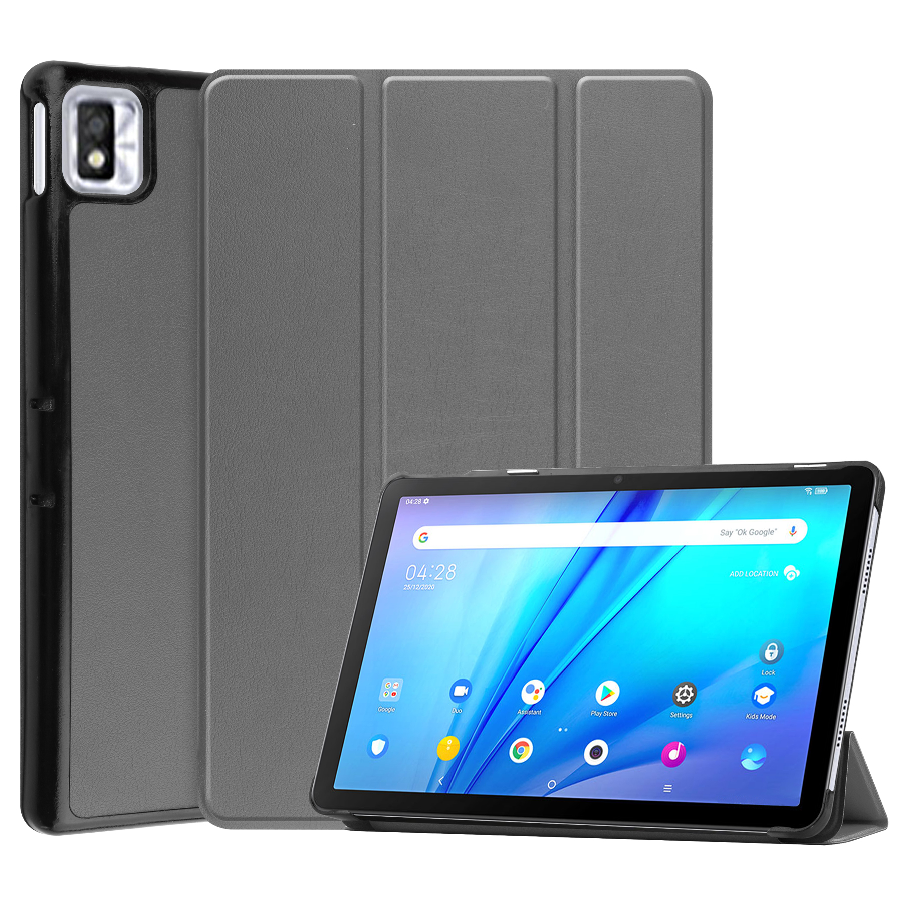 For TCL TAB 10s Tablet Case Tri-Fold PU Leather Stand Magnetic Cover For Coque TCL TAB 10s 9080G 9081X Smart Cover: KST Gray
