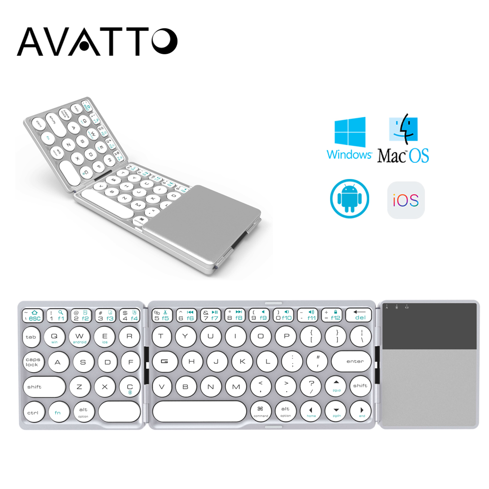 [AVATTO] Bluetooth Wireless Folding Keyboard with Touchpad , Foldable BT Mini Keyboard for Phone Tablet Laptop PC ipad iphone