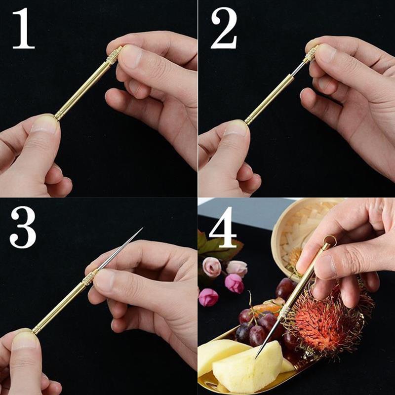 Titanium Toothpick Portable Brass Integrated Toothpicks Portable Fruit Pick Toothpicks Stronger Than Dental Floss