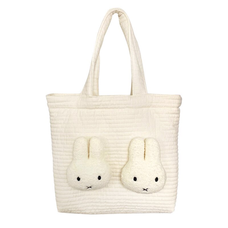 Sac à déjeuner lapin Kawaii, boîte à déjeuner pour femmes, fourre-tout de pique-nique en tissu de coton, petit sac à main, pochette mignonne, sacs de rangement des aliments portables WY351: rabbit