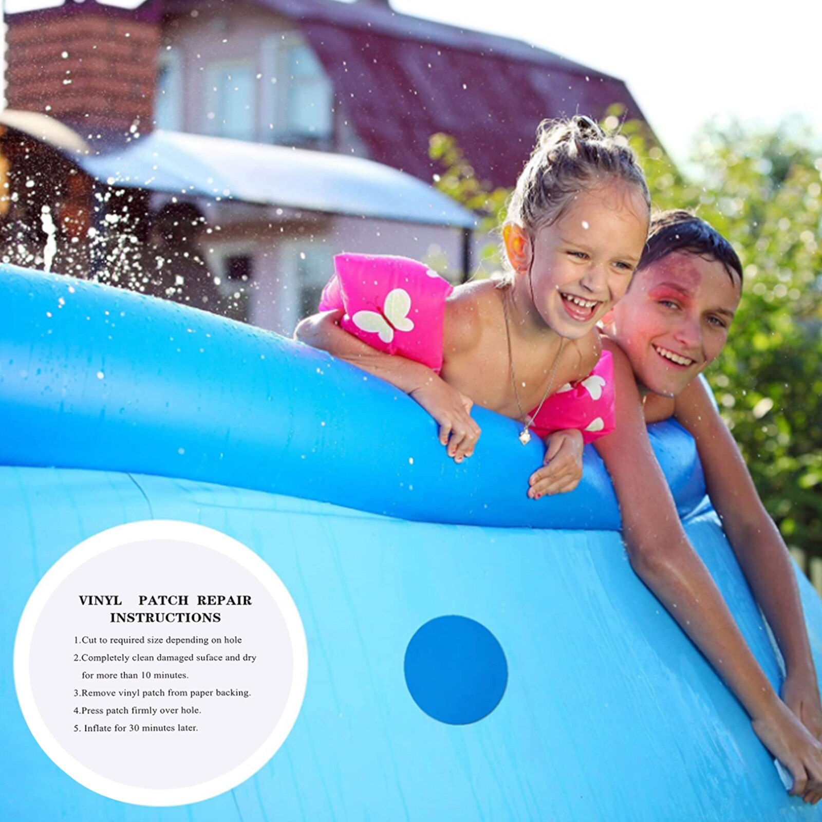 Vinyl Repair Patch Waterproof Round Self-Adhesive PVC Repair Patches Vinyl Pool Liner Patch for Inflatable Products Boat Raft