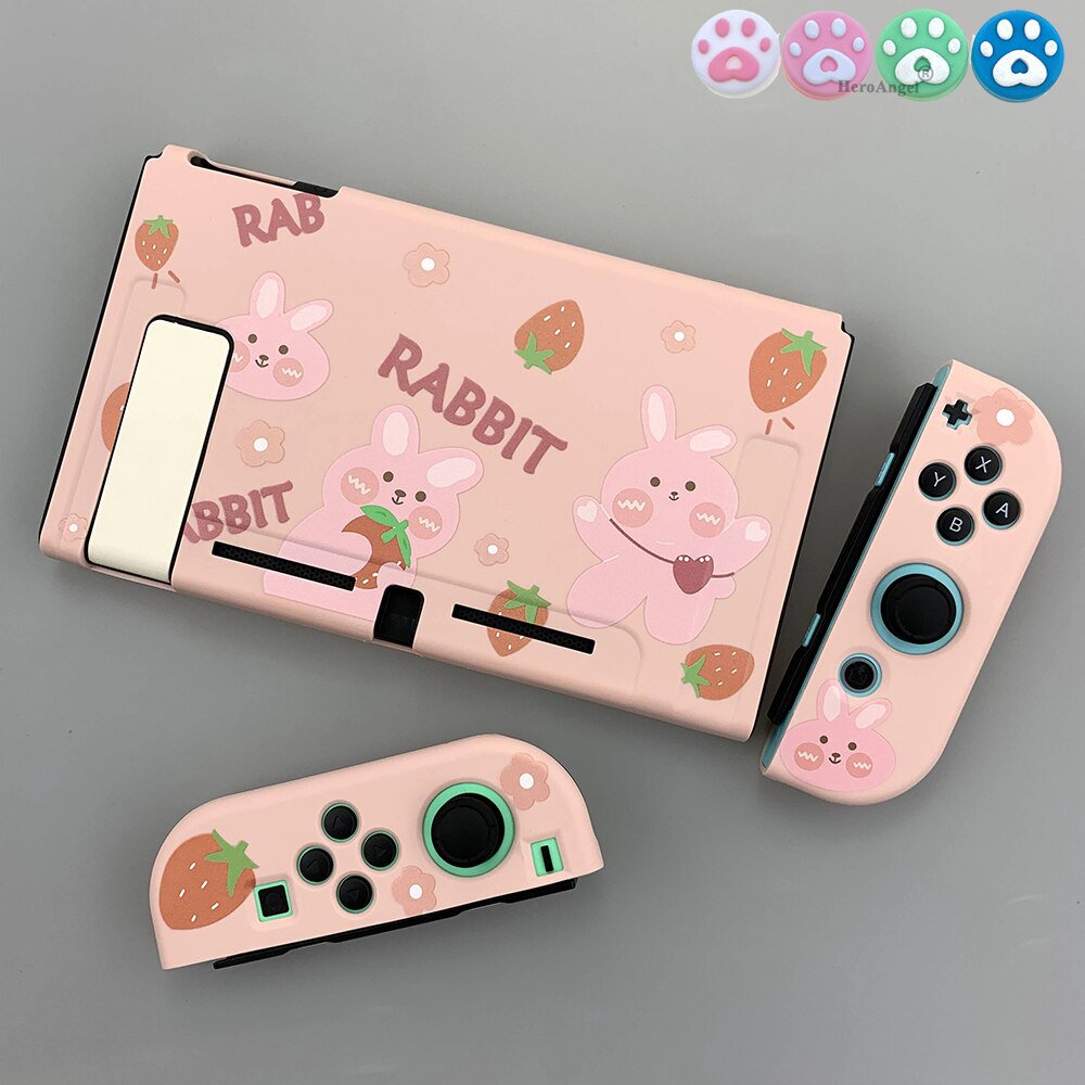 for Nintendo Nintend Switch Case NS NX Console Protective Soft Case Shell for Nintendos Switch Joy Con Colorful Cover: Pink Srawberry Rabbi