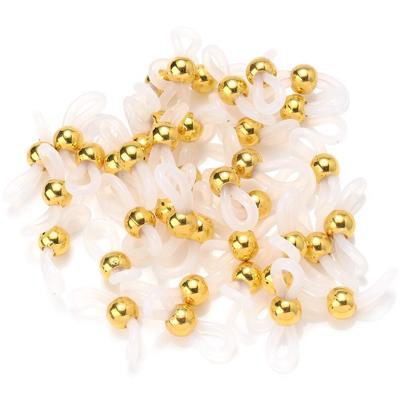 Boucle de retenue de lunettes, 50 pièces, crochet d&#39;oreille, chaîne de lunettes, extrémités de corde, support de cordon, sangle de retenue, Connecto: White Gold