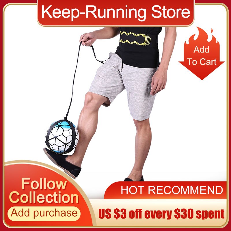 Soccer Ball Practice Belt Football Kick Training Belt Adjustable Trainer Train Equipment Practice Belt Hands Kids Adult Soccer